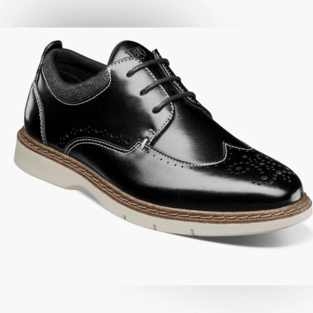 Stacy Adams Red Zone Collection KIDS SYNERGY Black  Wingtip Lace Up dress shoes